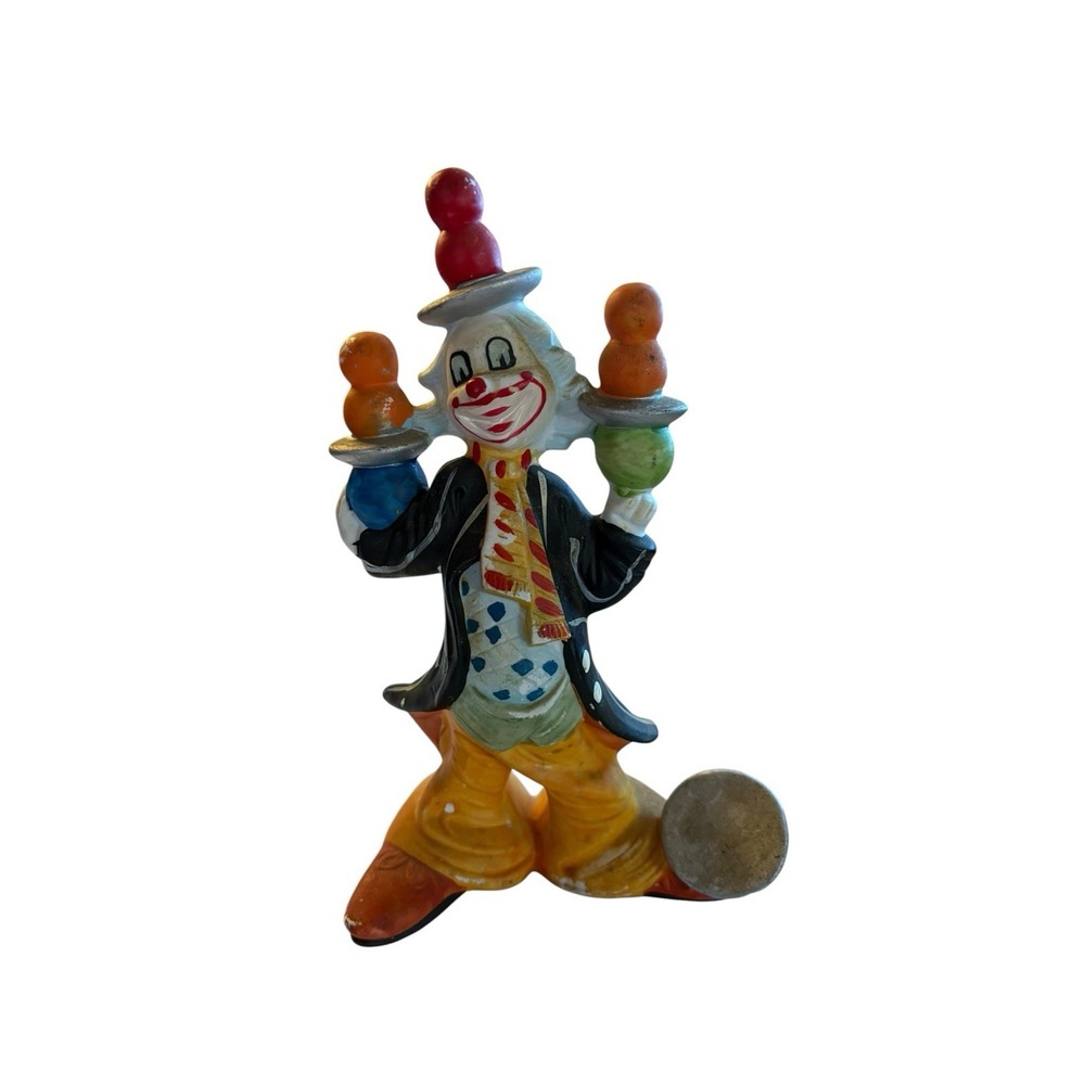 Vintage 1950s Ceramic Hand Painted Clown Juggling Balls Figurine
